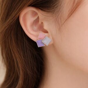 Geometric Color Block Square Stud Earrings
